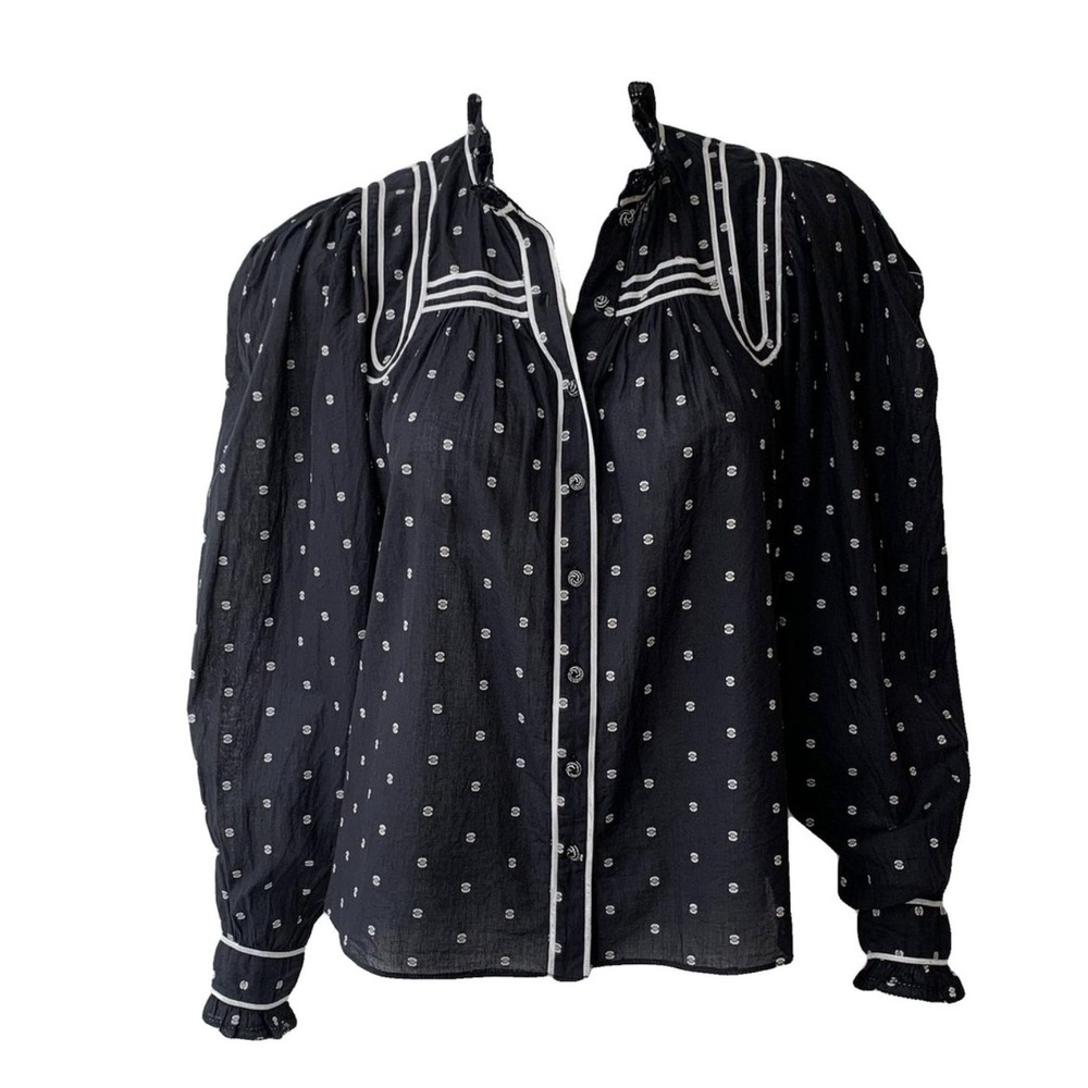 Ulla Johnson *Sold Out* Abigail Black Dot Blouse - Size 4 - Picture 3 of 9